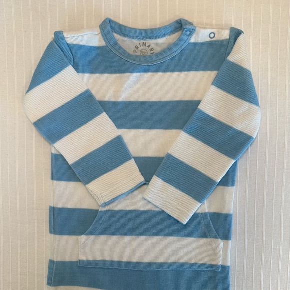 Primary Blue Striped Long Sleeve Romper with Pocket 18-24 Month - Picture 8 of 9